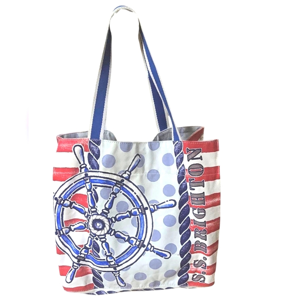 S. S. Brighton Nautical Beach Tote - Red, Blue, White